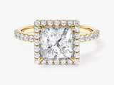 Princess Halo Lab Grown Diamond Engagement Ring with Pave Set Side Stones (2.00 CT)
