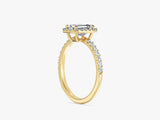 Emerald Halo Moissanite Engagement Ring with Pave Set Side Stones (1.00 CT)