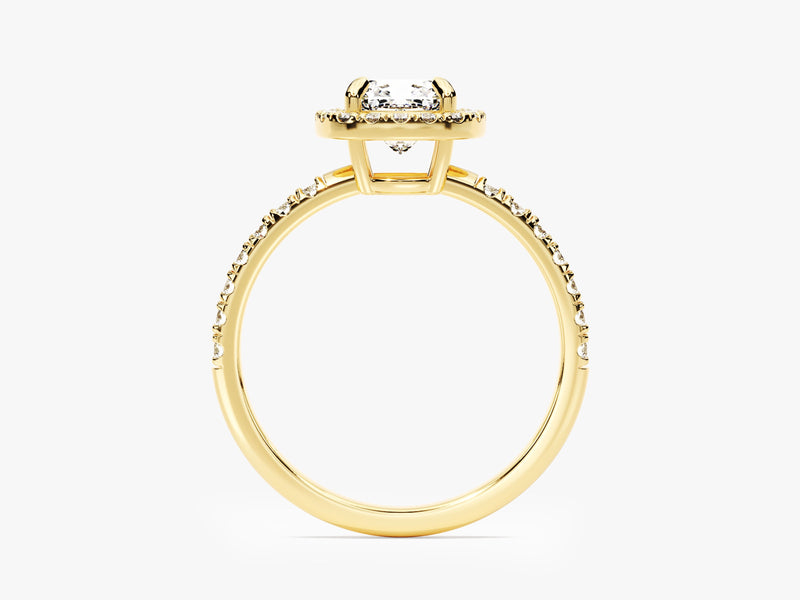 Cushion Halo Diamond Engagement Ring with Pave Set Side Stones (1.00 CT)