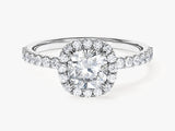 Cushion Halo Lab Grown Diamond Engagement Ring with Pave Set Side Stones (1.00 CT)