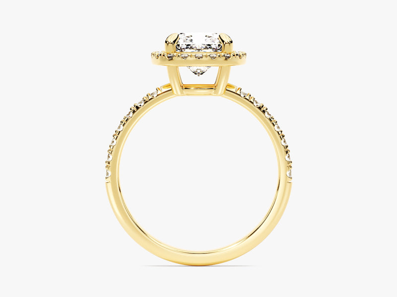 Cushion Halo Diamond Engagement Ring with Pave Set Side Stones (1.50 CT)