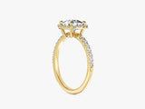 Cushion Halo Moissanite Engagement Ring with Pave Set Side Stones (1.50 CT)