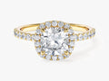 Cushion Halo Lab Grown Diamond Engagement Ring with Pave Set Side Stones (1.50 CT)