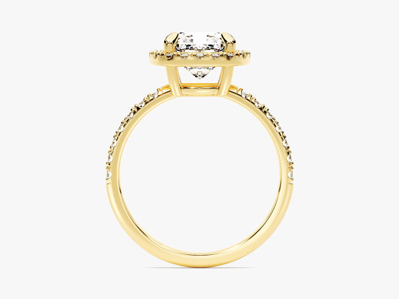 Cushion Halo Moissanite Engagement Ring with Pave Set Side Stones (2.00 CT)