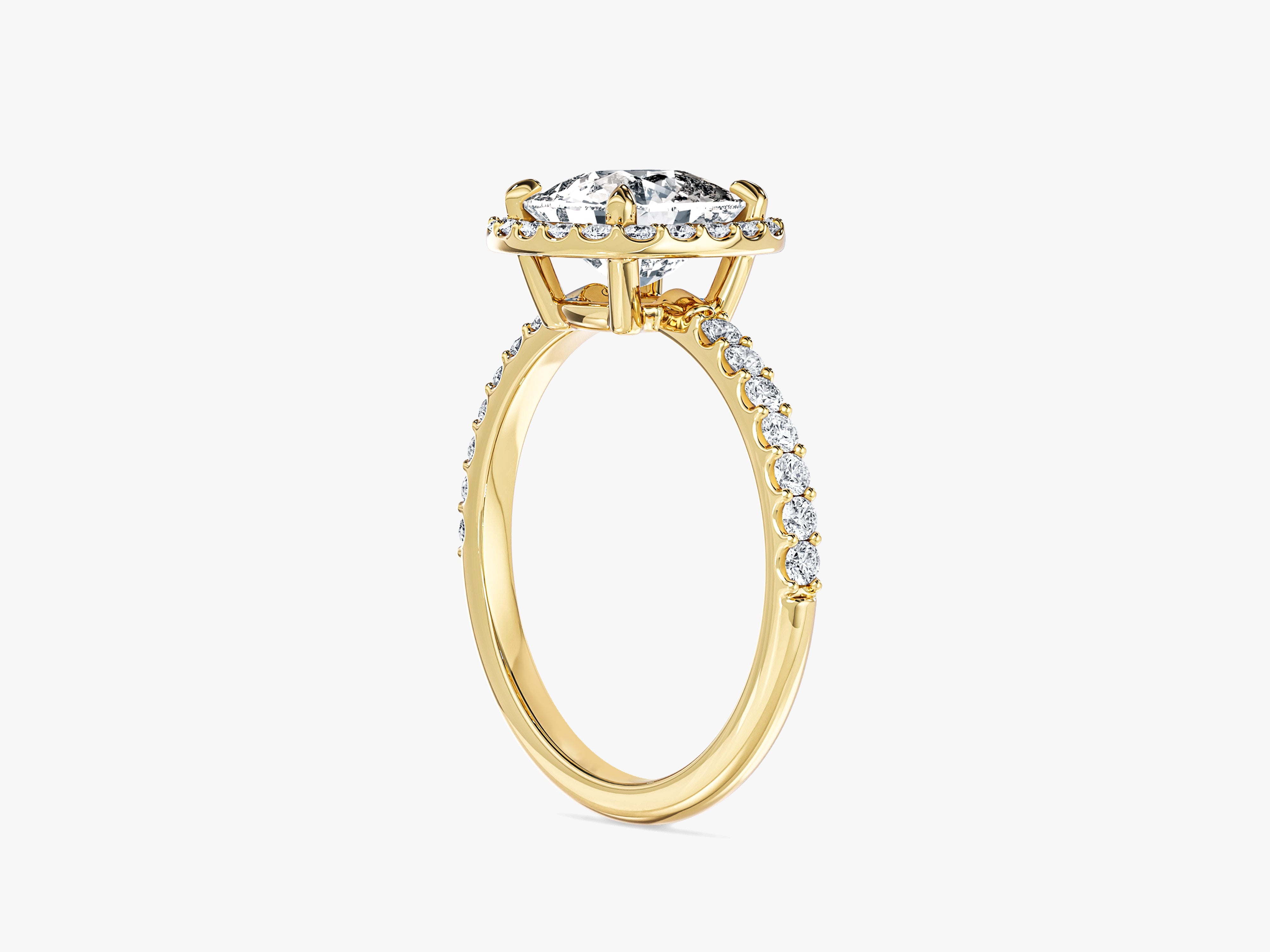 Cushion Halo Lab Grown Diamond Engagement Ring with Pave Set Side Stones (2.00 CT)