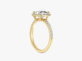 Cushion Halo Lab Grown Diamond Engagement Ring with Pave Set Side Stones (2.00 CT)