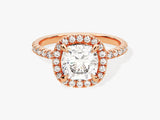 Cushion Halo Diamond Engagement Ring with Pave Set Side Stones (2.00 CT)