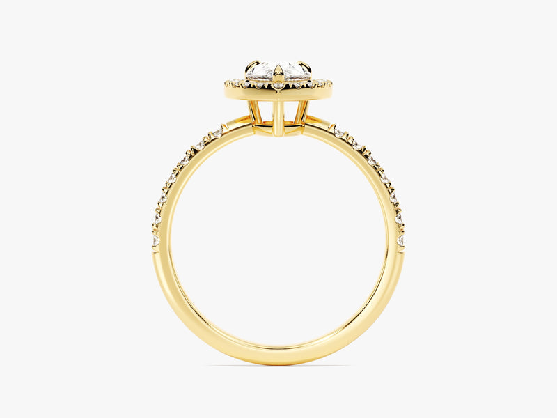 Pear Halo Diamond Engagement Ring with Pave Set Side Stones (1.00 CT)