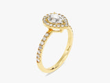 Pear Halo Moissanite Engagement Ring with Pave Set Side Stones (1.00 CT)