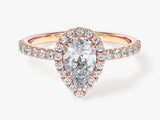Pear Halo Lab Grown Diamond Engagement Ring with Pave Set Side Stones (1.00 CT)
