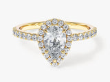 Pear Halo Lab Grown Diamond Engagement Ring with Pave Set Side Stones (1.00 CT)