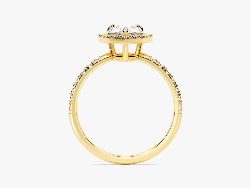 Pear Halo Lab Grown Diamond Engagement Ring with Pave Set Side Stones (1.50 CT)