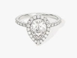 Pear Halo Diamond Engagement Ring with Pave Set Side Stones (1.50 CT)
