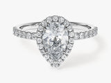 Pear Halo Moissanite Engagement Ring with Pave Set Side Stones (1.50 CT)