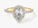 Pear Halo Moissanite Engagement Ring with Pave Set Side Stones (1.50 CT)