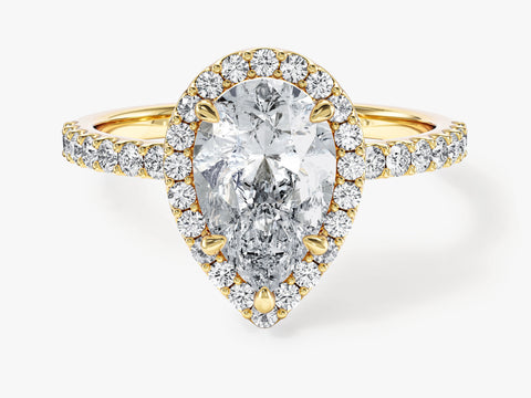 Pear Halo Moissanite Engagement Ring with Pave Set Side Stones (2.00 CT)