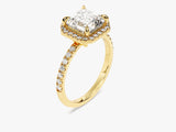 Asscher Halo Lab Grown Diamond Engagement Ring with Pave Set Side Stones (2.00 CT)