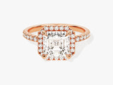 Asscher Halo Lab Grown Diamond Engagement Ring with Pave Set Side Stones (2.00 CT)