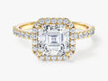 Asscher Halo Lab Grown Diamond Engagement Ring with Pave Set Side Stones (2.00 CT)