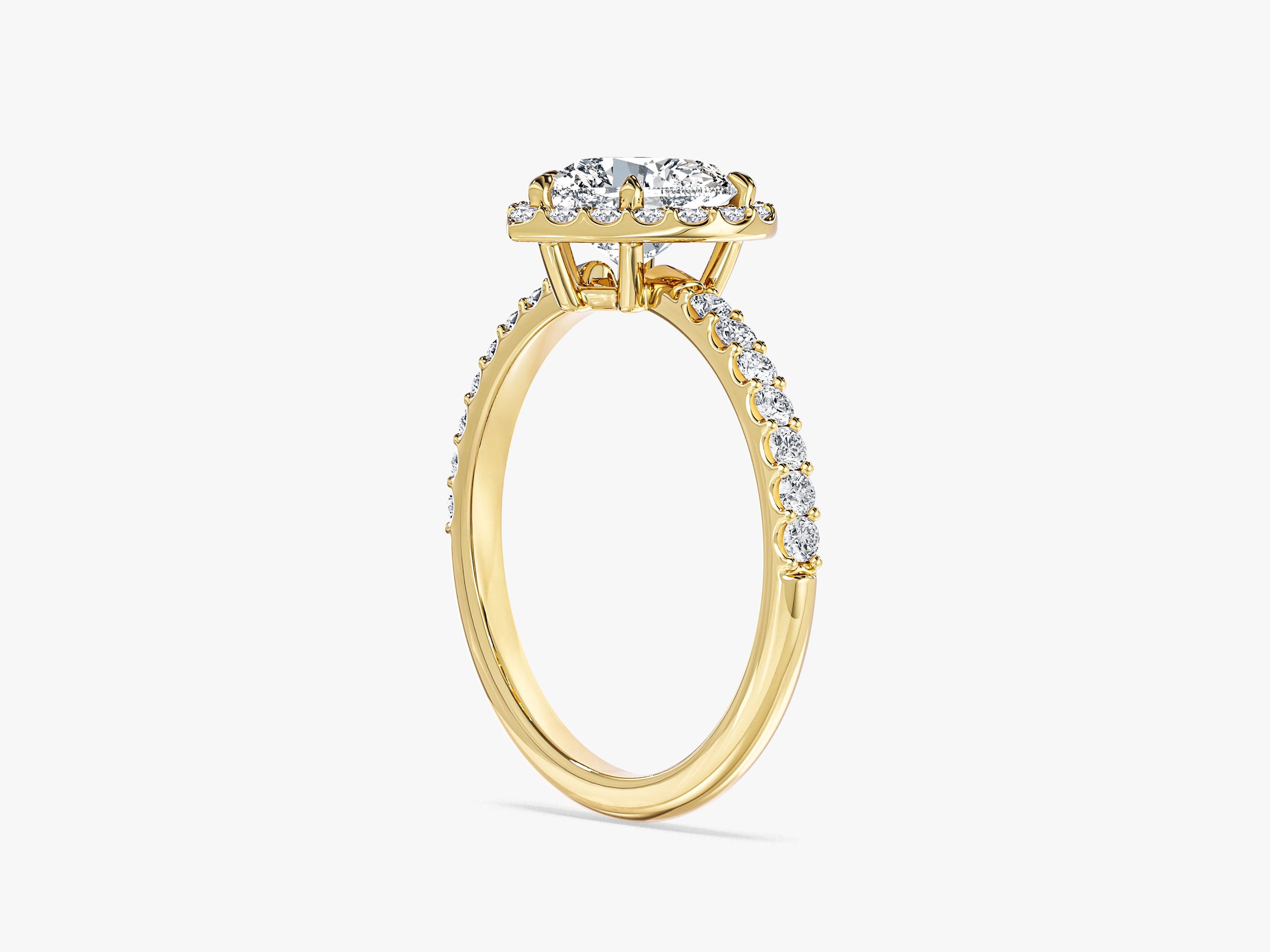 Heart Halo Lab Grown Diamond Engagement Ring with Pave Set Side Stones (1.00 CT)