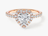 Heart Halo Moissanite Engagement Ring with Pave Set Side Stones (1.00 CT)