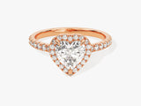 Heart Halo Moissanite Engagement Ring with Pave Set Side Stones (1.00 CT)