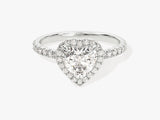 Heart Halo Diamond Engagement Ring with Pave Set Side Stones (1.00 CT)