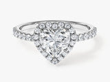 Heart Halo Moissanite Engagement Ring with Pave Set Side Stones (1.00 CT)