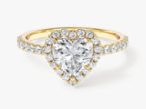 Heart Halo Moissanite Engagement Ring with Pave Set Side Stones (1.00 CT)