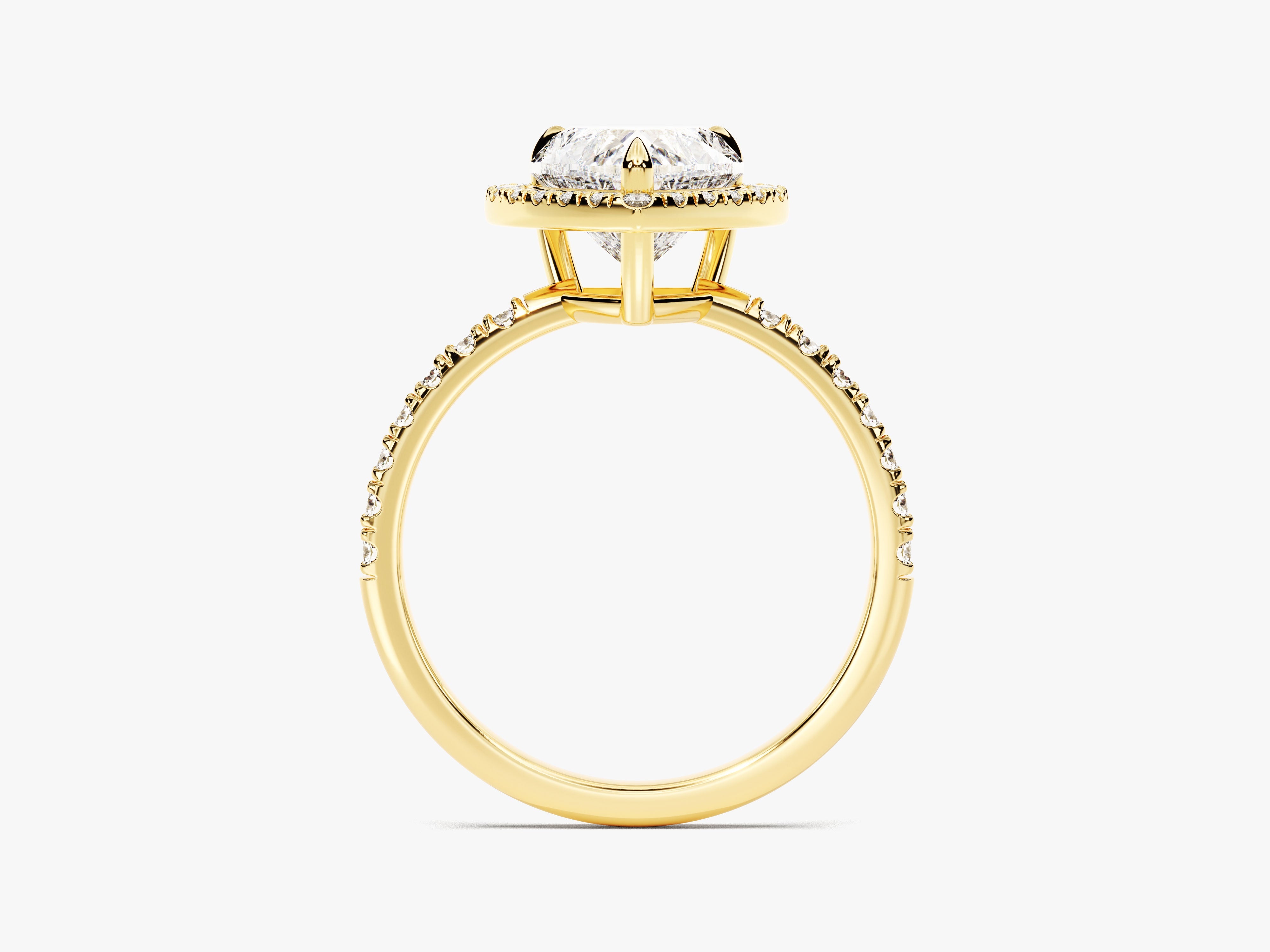 Heart Halo Moissanite Engagement Ring with Pave Set Side Stones (1.50 CT)