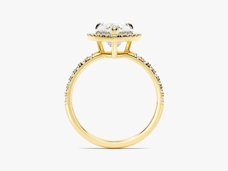 Heart Halo Moissanite Engagement Ring with Pave Set Side Stones (1.50 CT)