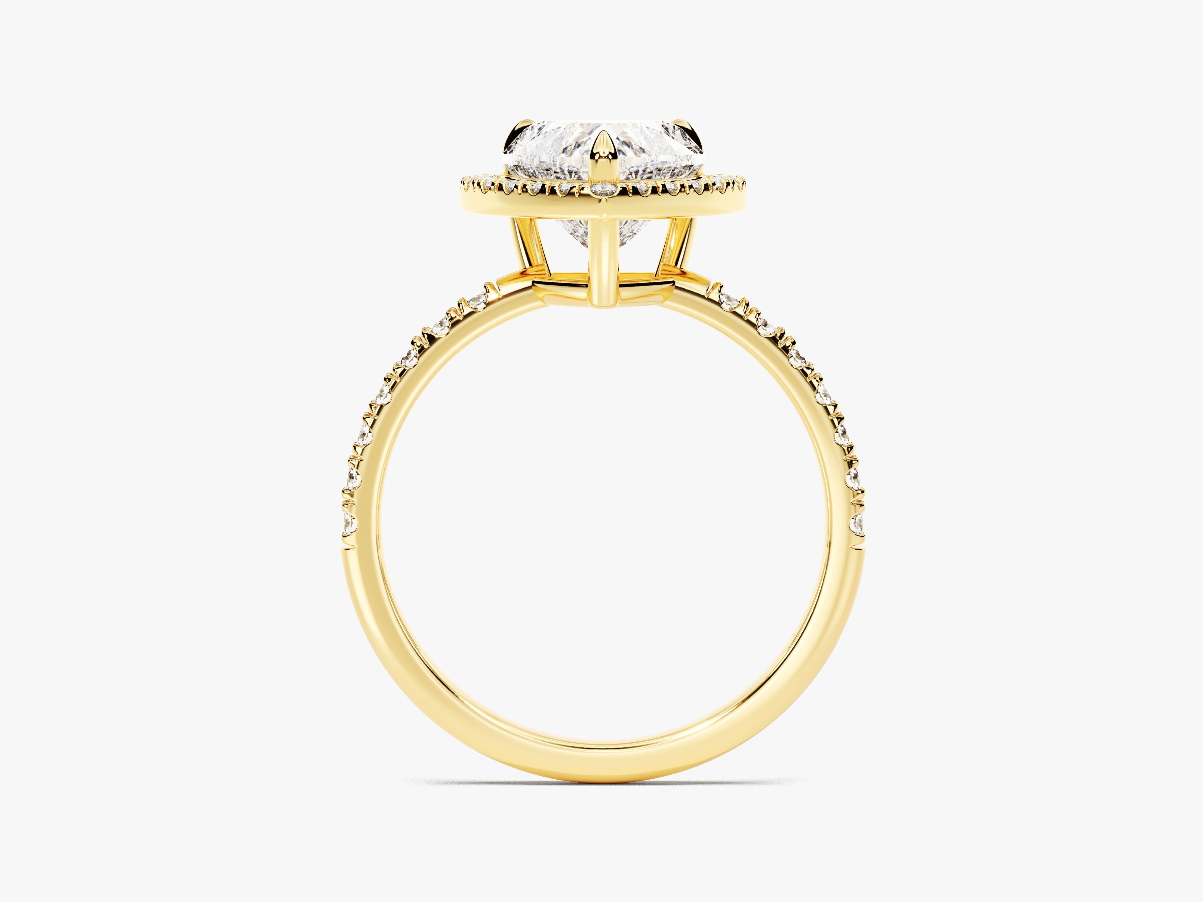 Heart Halo Diamond Engagement Ring with Pave Set Side Stones (1.50 CT)