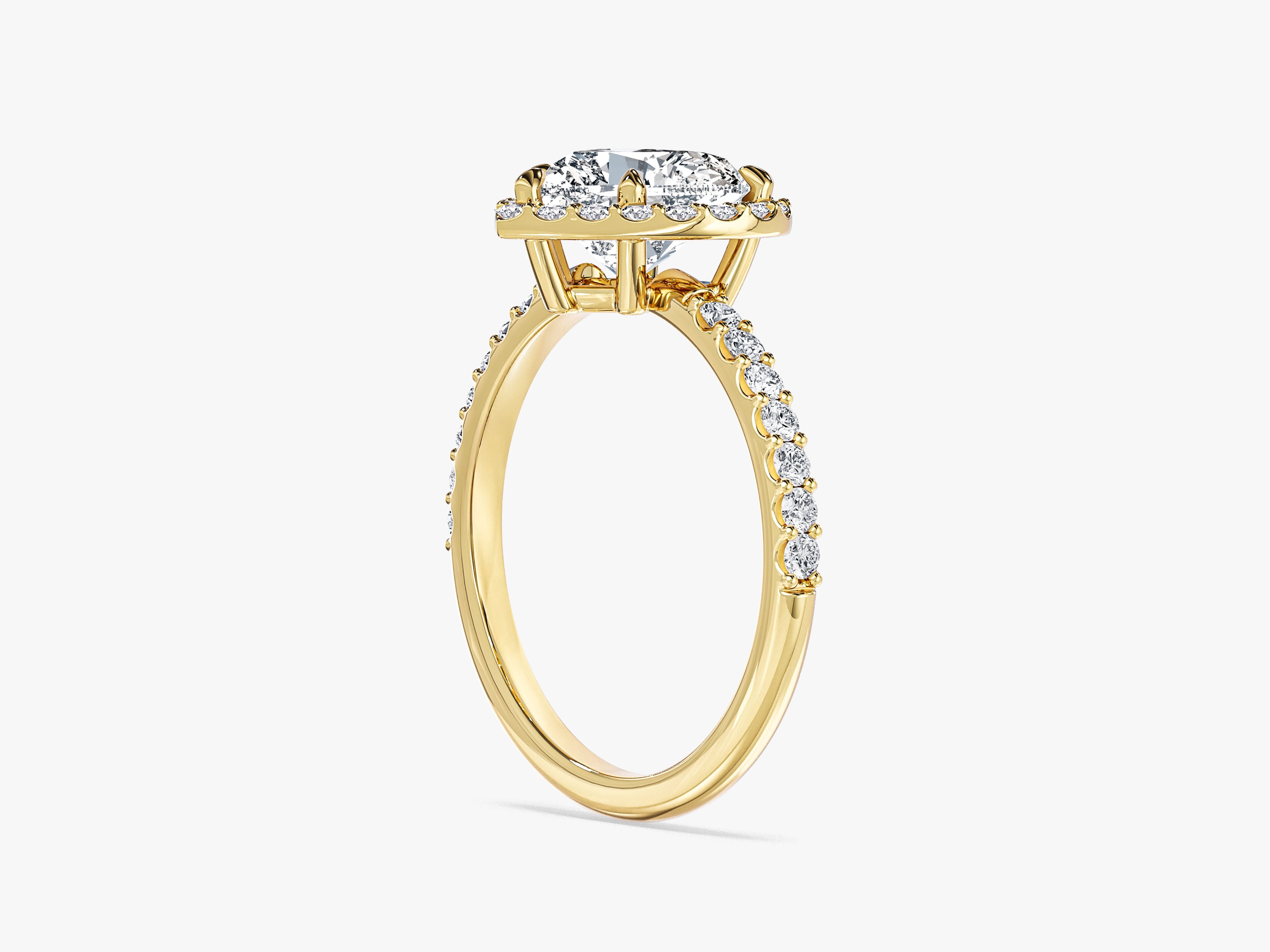 Heart Halo Lab Grown Diamond Engagement Ring with Pave Set Side Stones (1.50 CT)