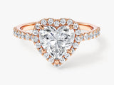 Heart Halo Moissanite Engagement Ring with Pave Set Side Stones (1.50 CT)
