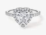 Heart Halo Moissanite Engagement Ring with Pave Set Side Stones (1.50 CT)