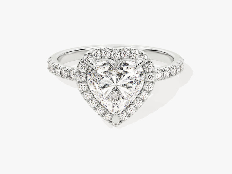 Heart Halo Moissanite Engagement Ring with Pave Set Side Stones (1.50 CT)