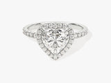 Heart Halo Diamond Engagement Ring with Pave Set Side Stones (1.50 CT)