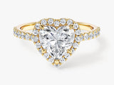 Heart Halo Moissanite Engagement Ring with Pave Set Side Stones (1.50 CT)