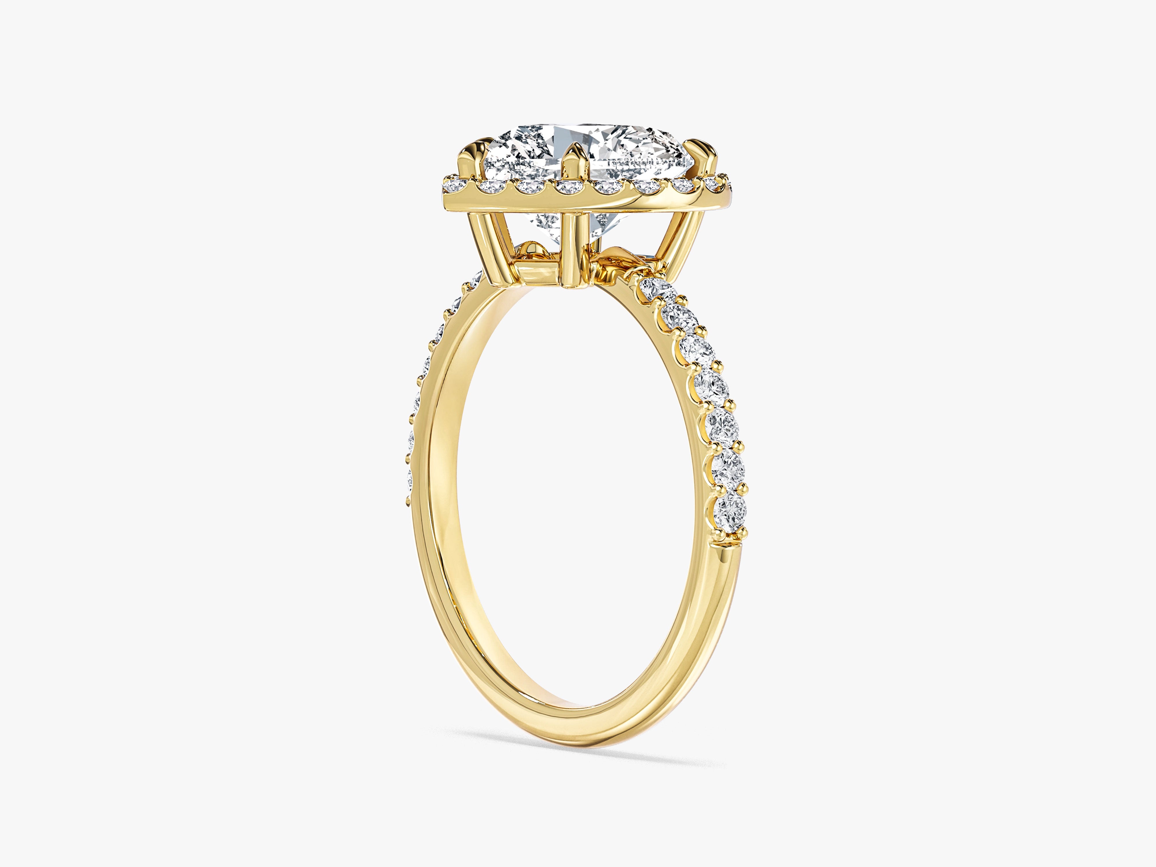 Heart Halo Moissanite Engagement Ring with Pave Set Side Stones (2.00 CT)