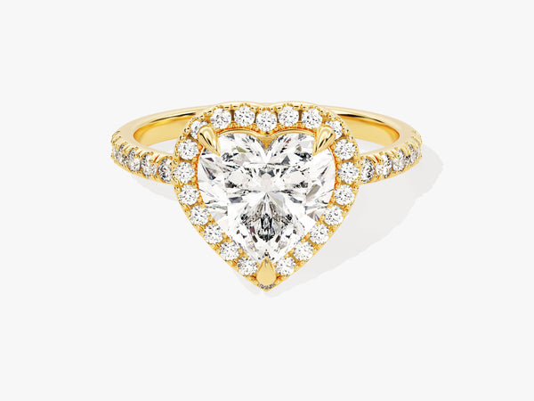 Heart Halo Diamond Engagement Ring with Pave Set Side Stones (2.00 CT)
