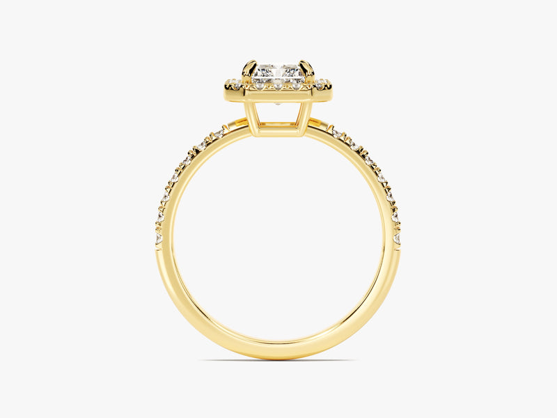 Radiant Halo Moissanite Engagement Ring with Pave Set Side Stones (1.00 CT)