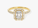 Radiant Halo Diamond Engagement Ring with Pave Set Side Stones (1.00 CT)