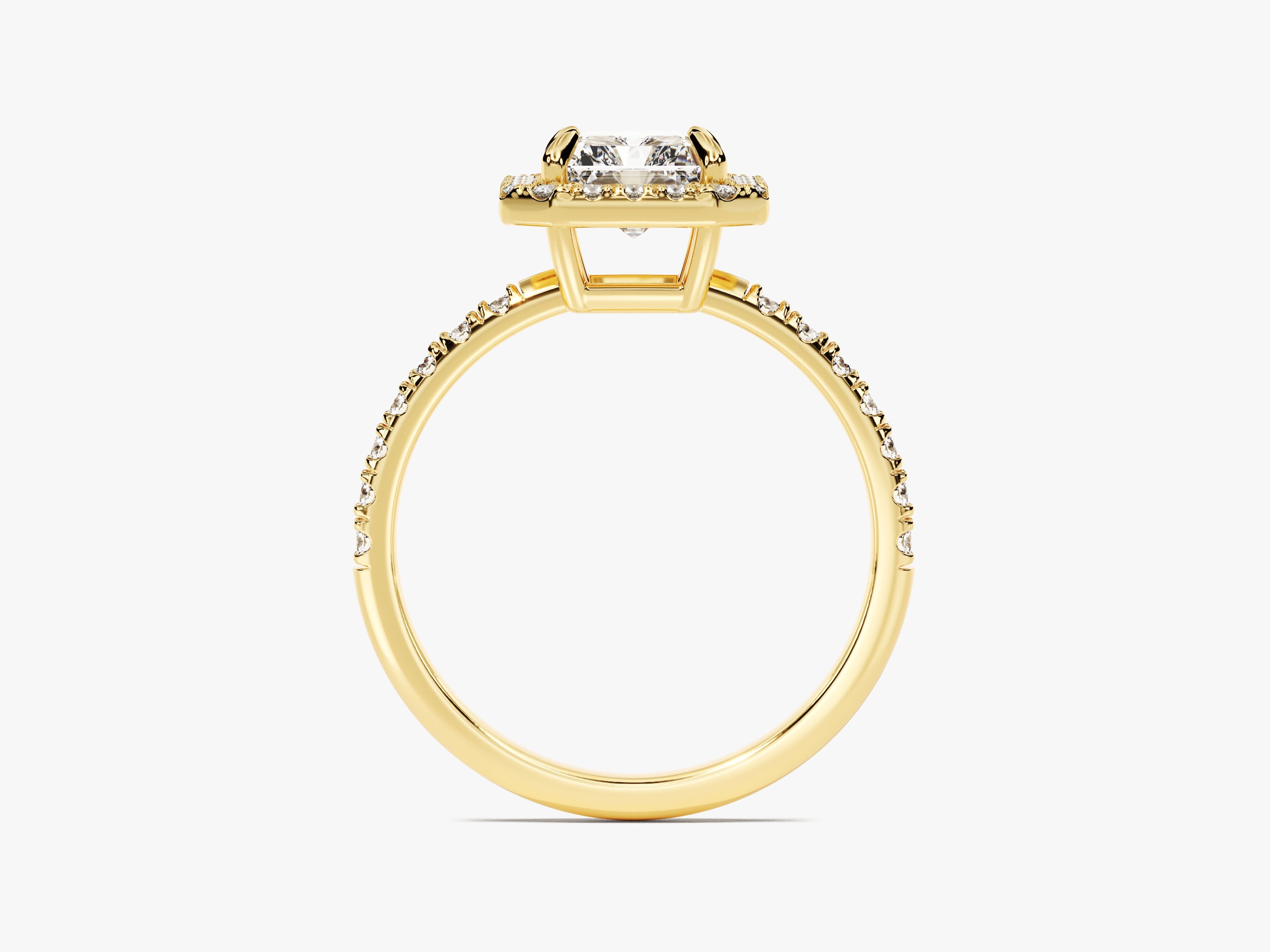 Radiant Halo Diamond Engagement Ring with Pave Set Side Stones (1.50 CT)