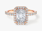 Radiant Halo Lab Grown Diamond Engagement Ring with Pave Set Side Stones (1.50 CT)