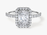 Radiant Halo Lab Grown Diamond Engagement Ring with Pave Set Side Stones (1.50 CT)