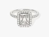 Radiant Halo Diamond Engagement Ring with Pave Set Side Stones (1.50 CT)