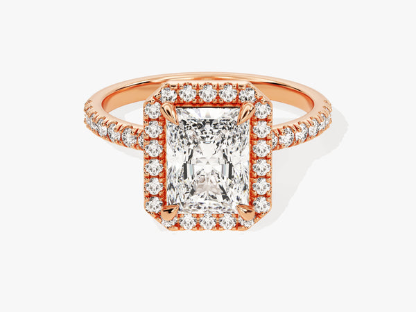 Radiant Halo Diamond Engagement Ring with Pave Set Side Stones (2.00 CT)