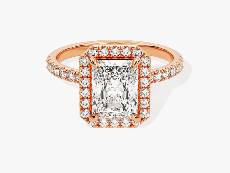 Radiant Halo Diamond Engagement Ring with Pave Set Side Stones (2.00 CT)