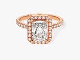Radiant Halo Moissanite Engagement Ring with Pave Set Side Stones (2.00 CT)