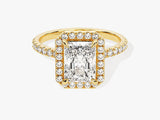 Radiant Halo Moissanite Engagement Ring with Pave Set Side Stones (2.00 CT)